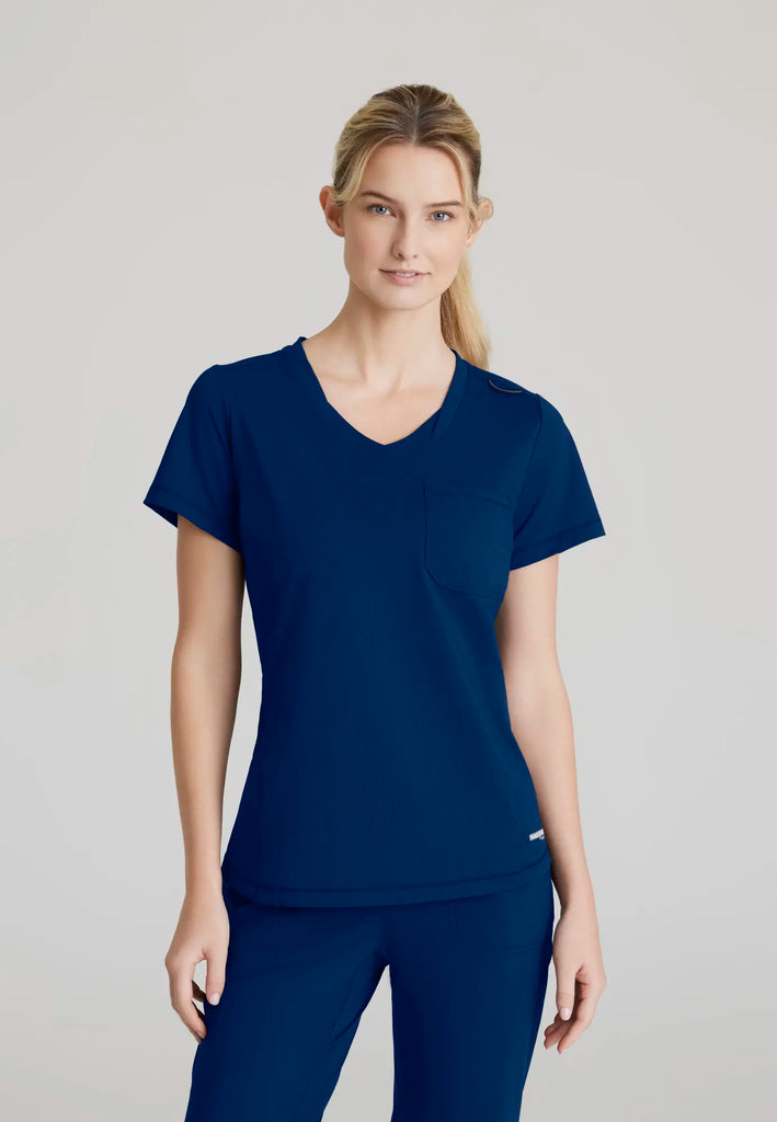 Barco Scrubs Women's Flow Knit Top Navy | scrub-supply.com