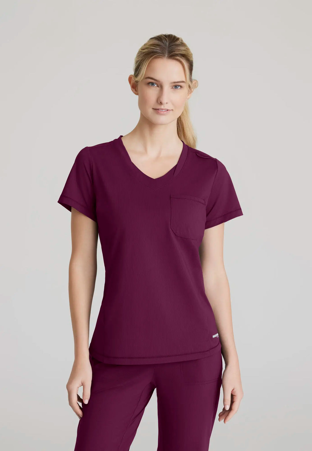 Skechers by Barco Scrubs Women's Flow Knit Top Wine | scrub-supply.com