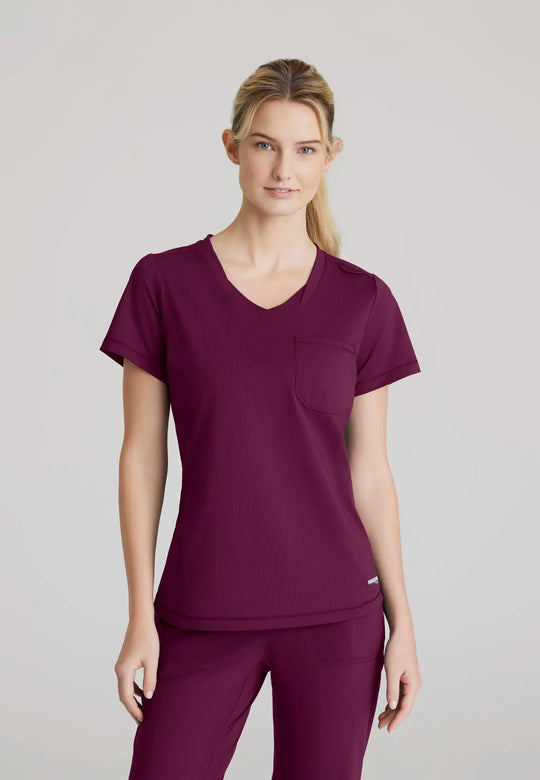 Skechers by Barco Scrubs Women's Flow Knit Top Wine | scrub-supply.com