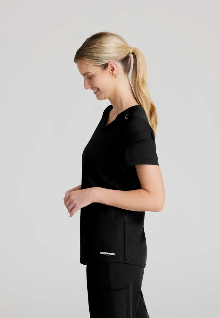 Barco Scrubs Women's Aura Top Black | scrub-supply.com