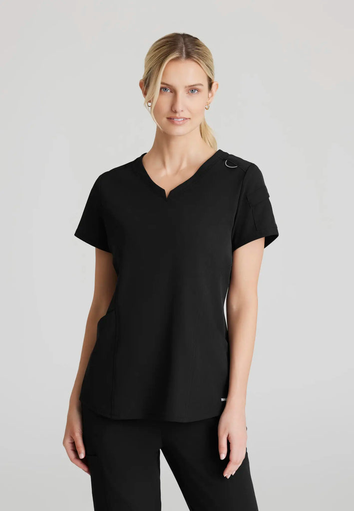 Barco Scrubs Women's Aura Top Black | scrub-supply.com