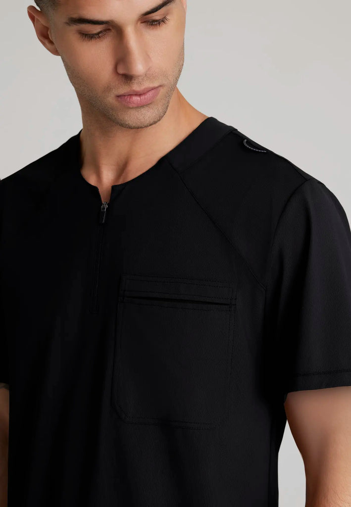 Barco Scrubs Men's Flex Knit Top Black | scrub-supply.com