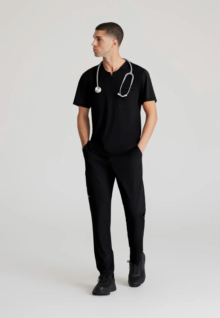 Barco Scrubs Men's Flex Knit Top Black | scrub-supply.com