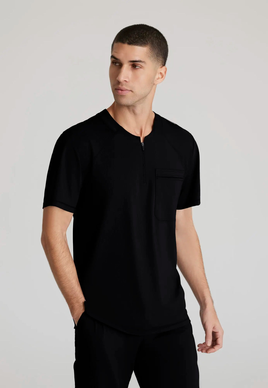 Barco Scrubs Men's Flex Knit Top Black | scrub-supply.com