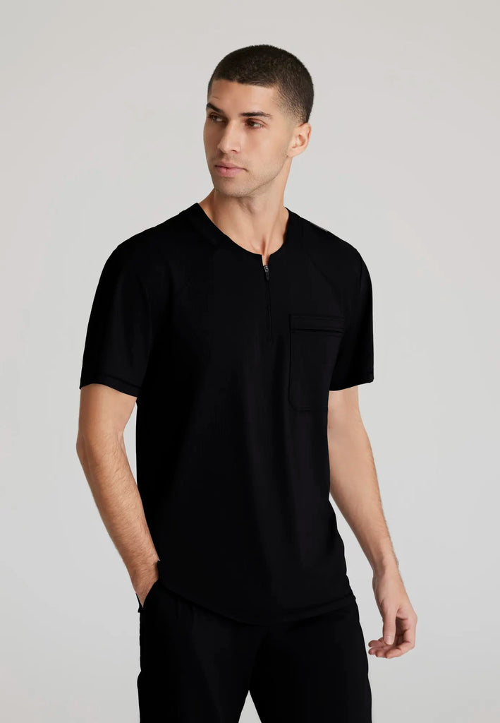 Barco Scrubs Men's Flex Knit Top Black | scrub-supply.com