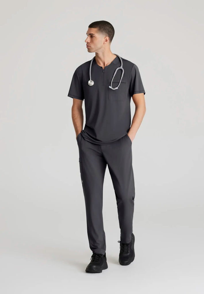 Barco Scrubs Men's Flex Knit Top Pewter | scrub-supply.com