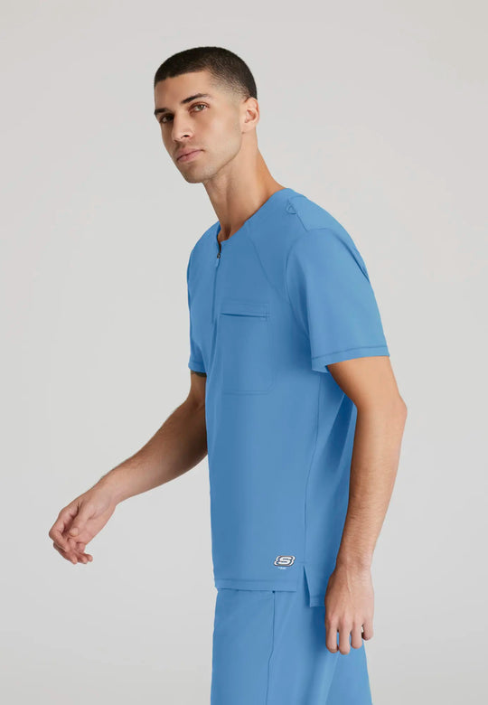 Skechers by Barco Scrubs Men's Flex Knit Top Ceil Blue | scrub-supply.com