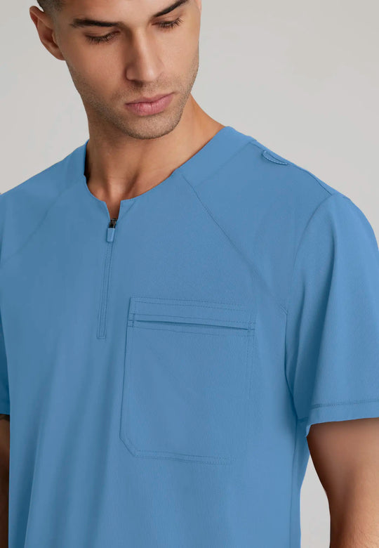 Skechers by Barco Scrubs Men's Flex Knit Top Ceil Blue | scrub-supply.com