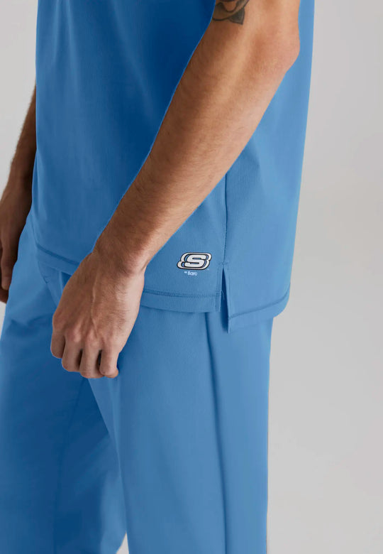 Skechers by Barco Scrubs Men's Flex Knit Top Ceil Blue | scrub-supply.com