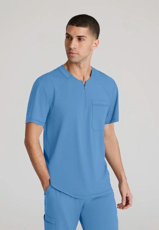Skechers by Barco Scrubs Men's Flex Knit Top Ceil Blue | scrub-supply.com