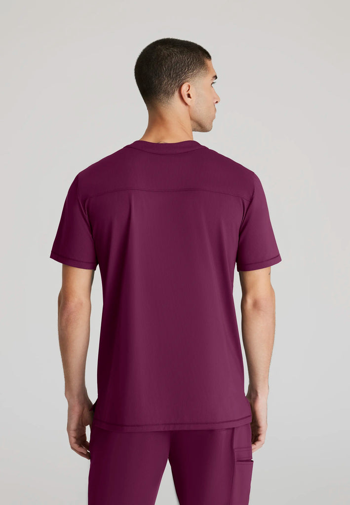Skechers by Barco Scrubs Men's Flex Knit Top Wine | scrub-supply.com