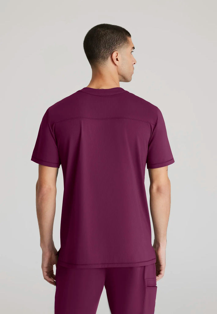 Skechers by Barco Scrubs Men's Flex Knit Top Wine | scrub-supply.com
