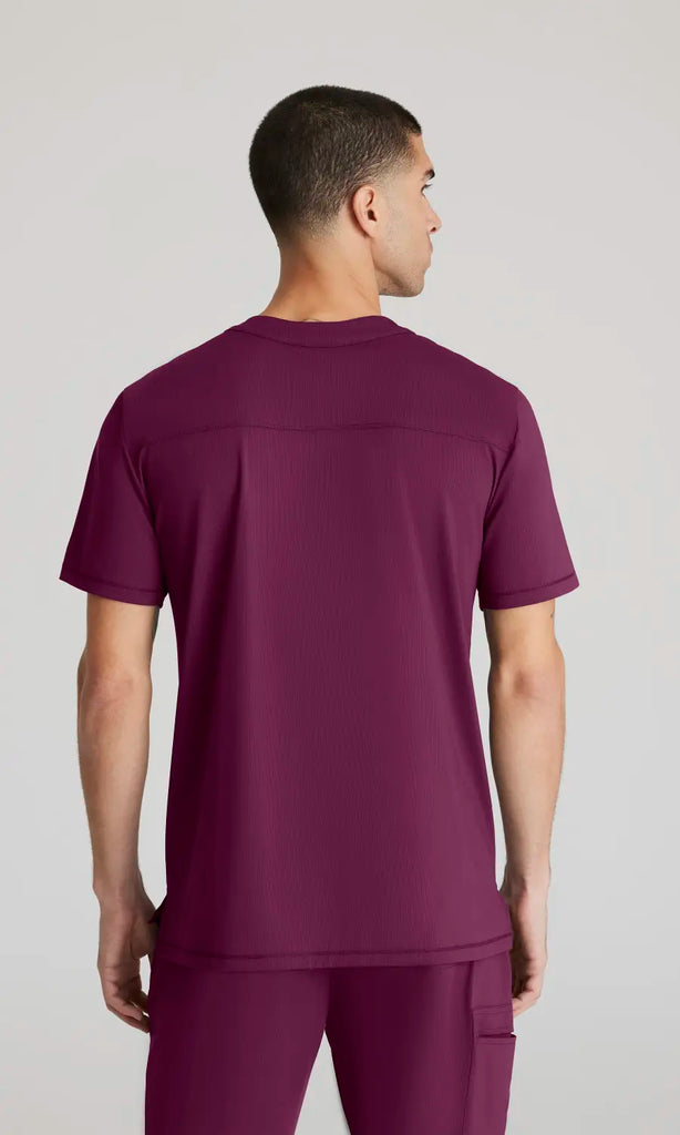 Skechers by Barco Scrubs Men's Flex Knit Top Wine | scrub-supply.com
