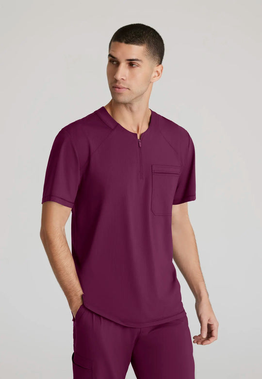 Skechers by Barco Scrubs Men's Flex Knit Top Wine | scrub-supply.com