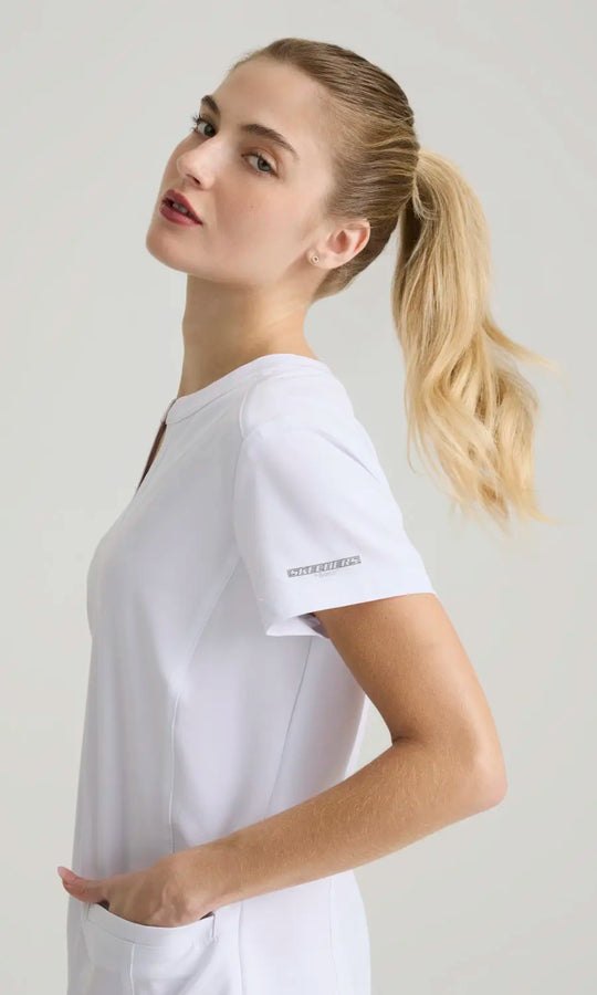 Skechers by Barco Scrubs Women's Coast Top White | scrub-supply.com