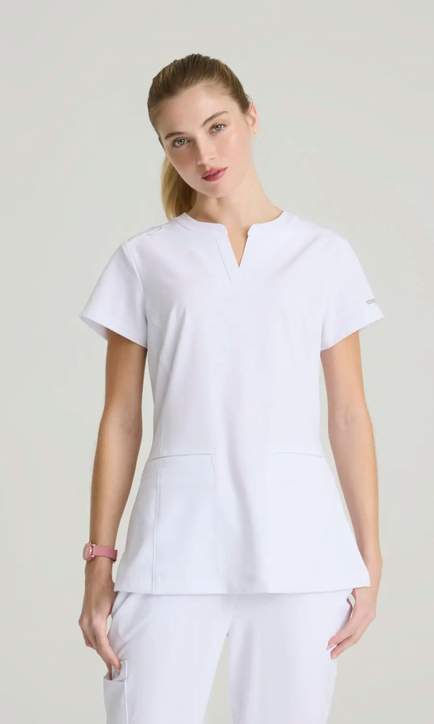 Skechers by Barco Scrubs Women's Coast Top White | scrub-supply.com
