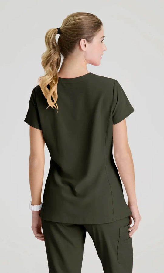Skechers by Barco Scrubs Women's Coast Top Olive | scrub-supply.com