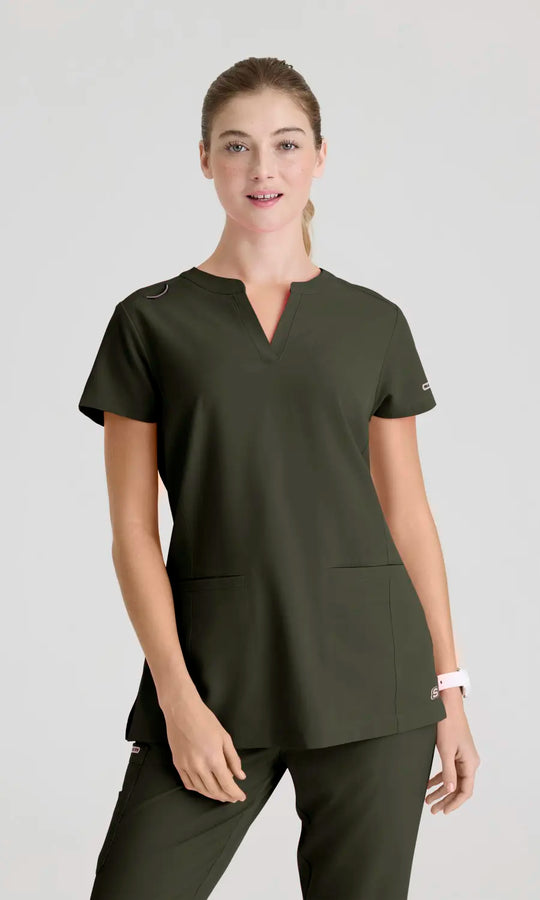 Skechers by Barco Scrubs Women's Coast Top Olive | scrub-supply.com