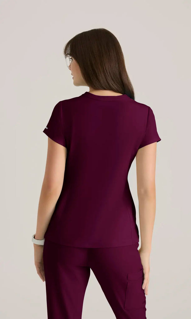 Skechers by Barco Scrubs Women's Coast Top Wine | scrub-supply.com