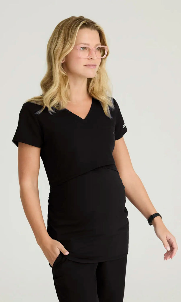 Skechers by Barco Scrubs Bloom Maternity Top Black | scrub-supply.com