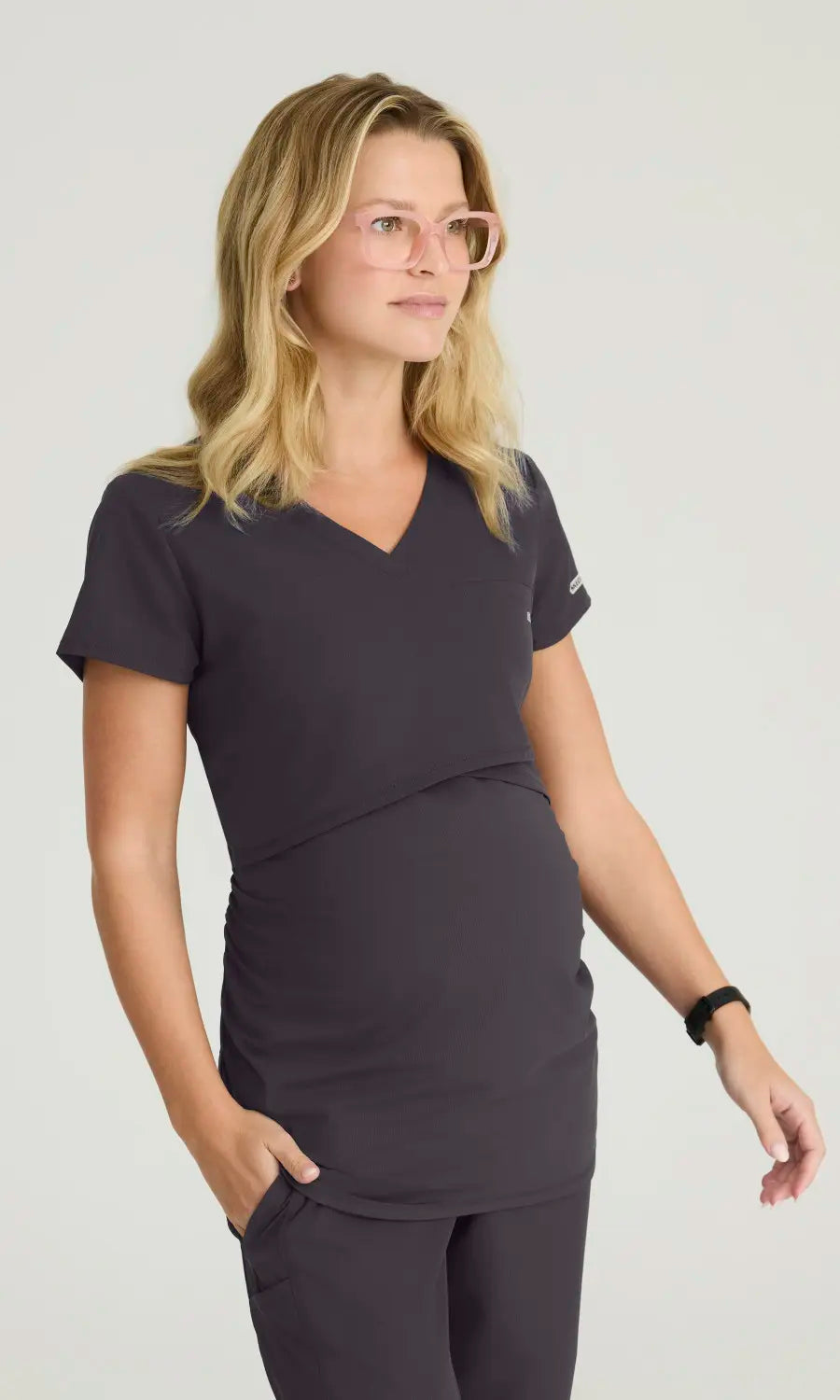 Skechers by Barco Scrubs Bloom Maternity Top Pewter | scrub-supply.com
