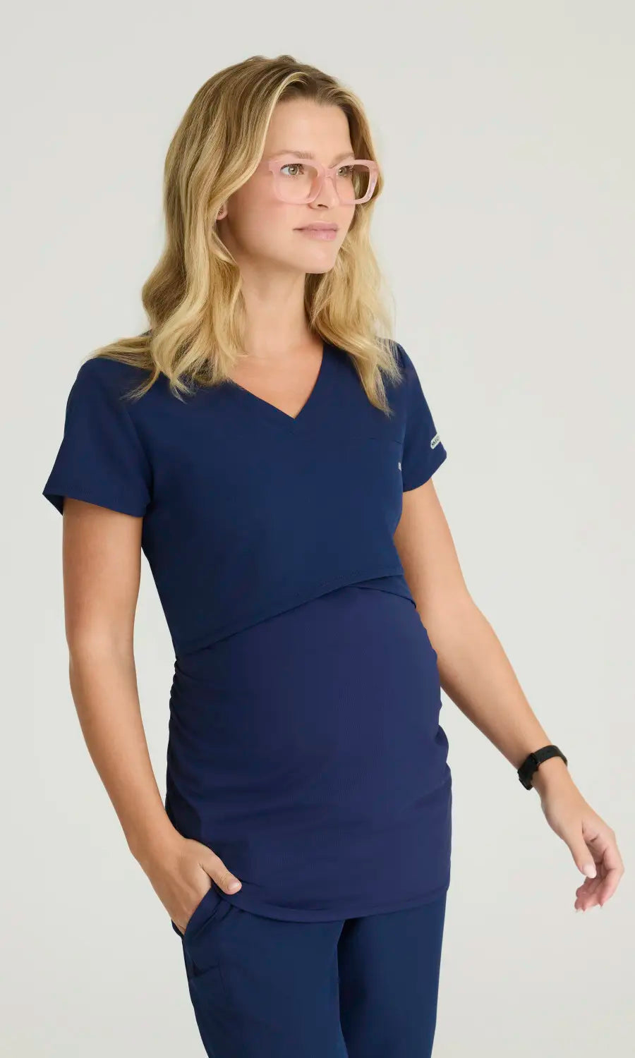 Skechers by Barco Scrubs Bloom Maternity Top Navy | scrub-supply.com