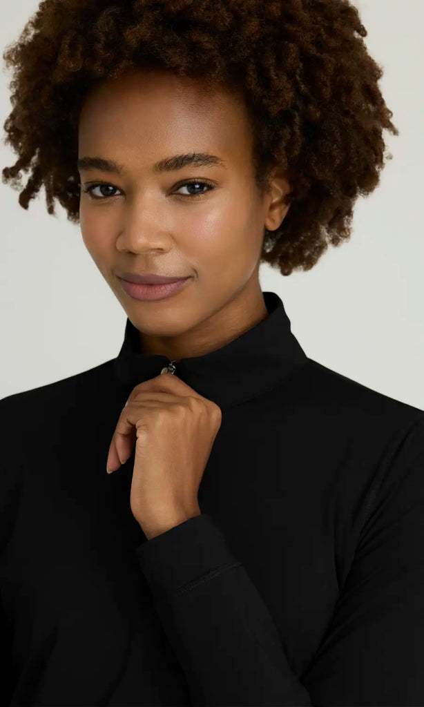 Skechers by Barco Scrubs Women's Atlas Long Sleeve Knit Top Black | scrub-supply.com