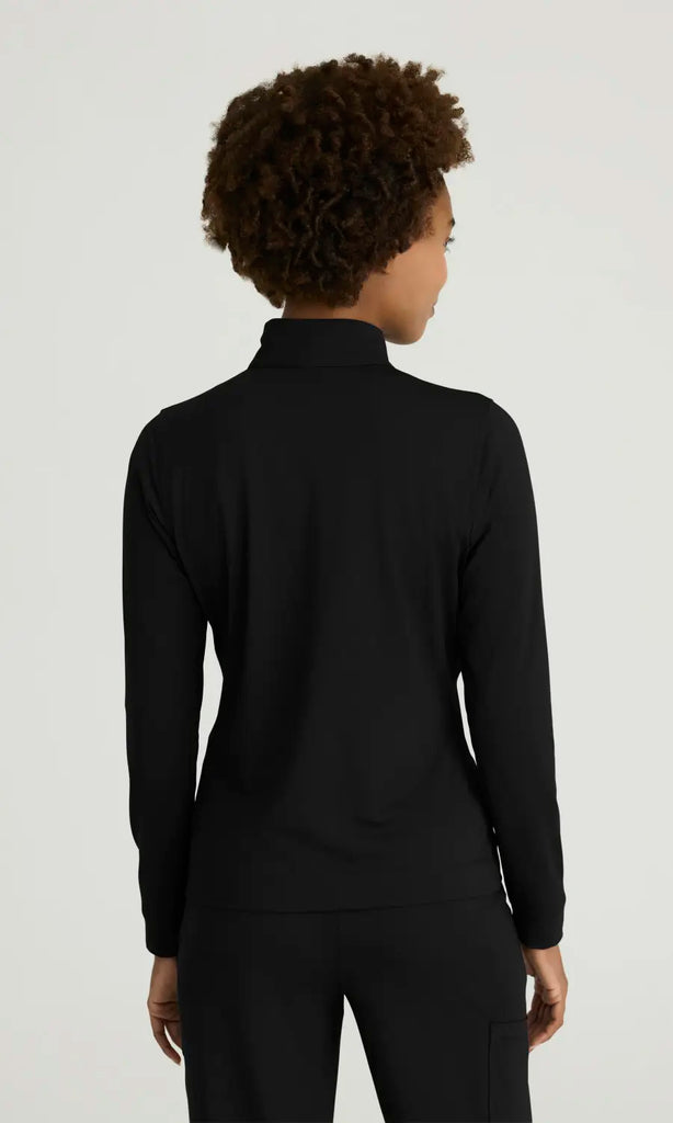 Skechers by Barco Scrubs Women's Atlas Long Sleeve Knit Top Black | scrub-supply.com