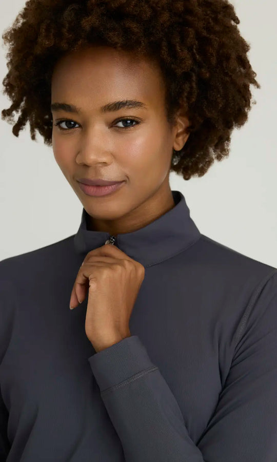 Skechers by Barco Scrubs Women's Atlas Long Sleeve Knit Top Pewter | scrub-supply.com