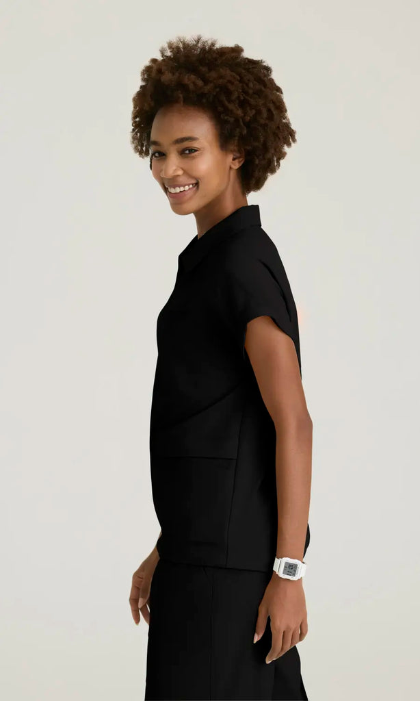Skechers by Barco Scrubs Women's Charlie Top Black | scrub-supply.com