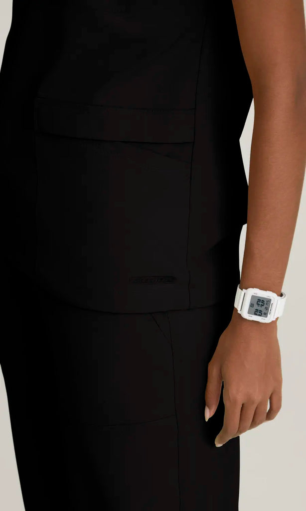 Skechers by Barco Scrubs Women's Charlie Top Black | scrub-supply.com