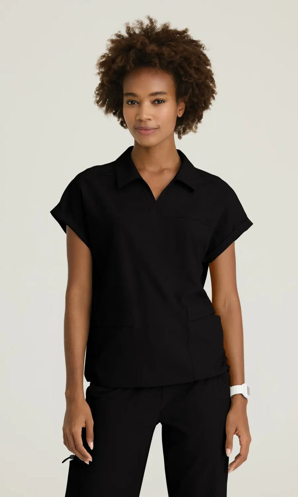 Skechers by Barco Scrubs Women's Charlie Top Black | scrub-supply.com
