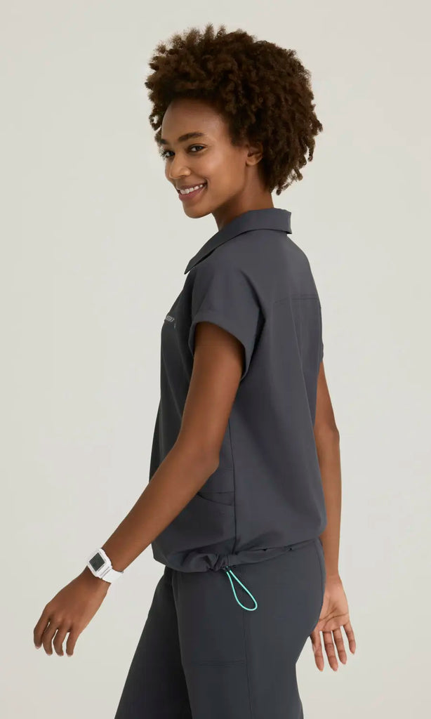 Skechers by Barco Scrubs Women's Charlie Top Pewter | scrub-supply.com