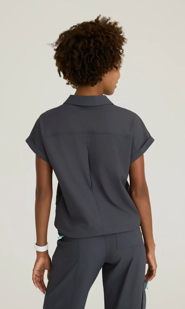 Skechers by Barco Scrubs Women's Charlie Top Pewter | scrub-supply.com