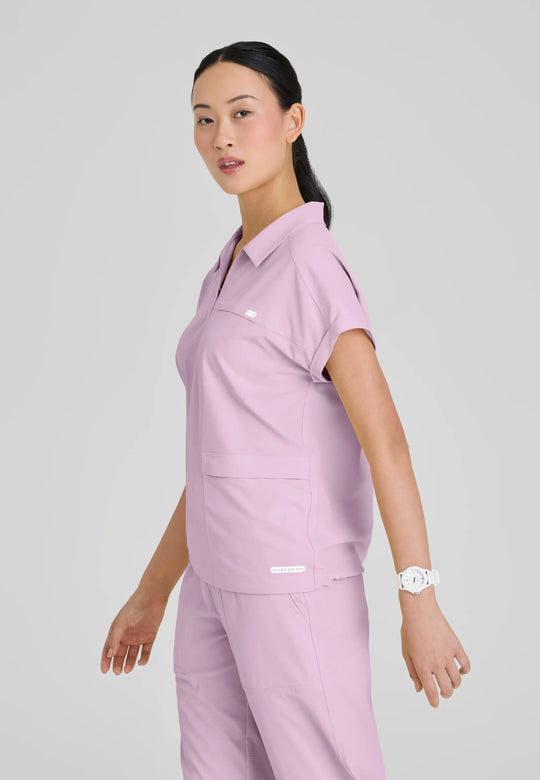 Skechers by Barco Scrubs Women's Charlie Top Desert Rose | scrub-supply.com