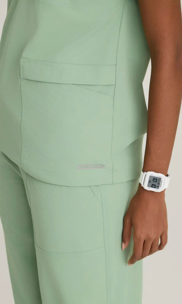 Skechers by Barco Scrubs Women's Charlie Top Field Green | scrub-supply.com