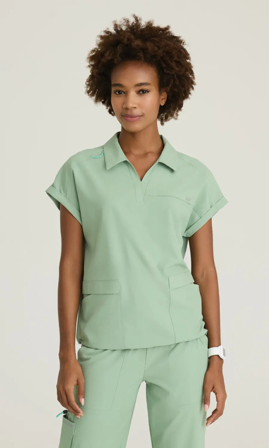 Skechers by Barco Scrubs Women's Charlie Top Field Green | scrub-supply.com