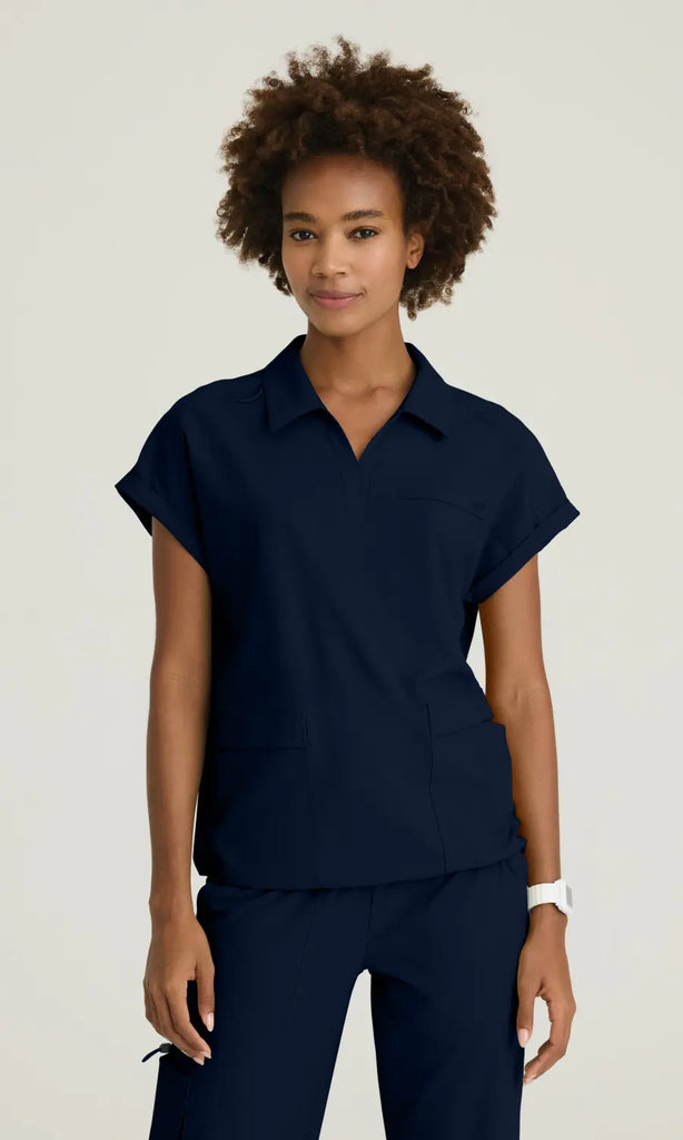 Skechers by Barco Scrubs Women's Charlie Top Navy | scrub-supply.com