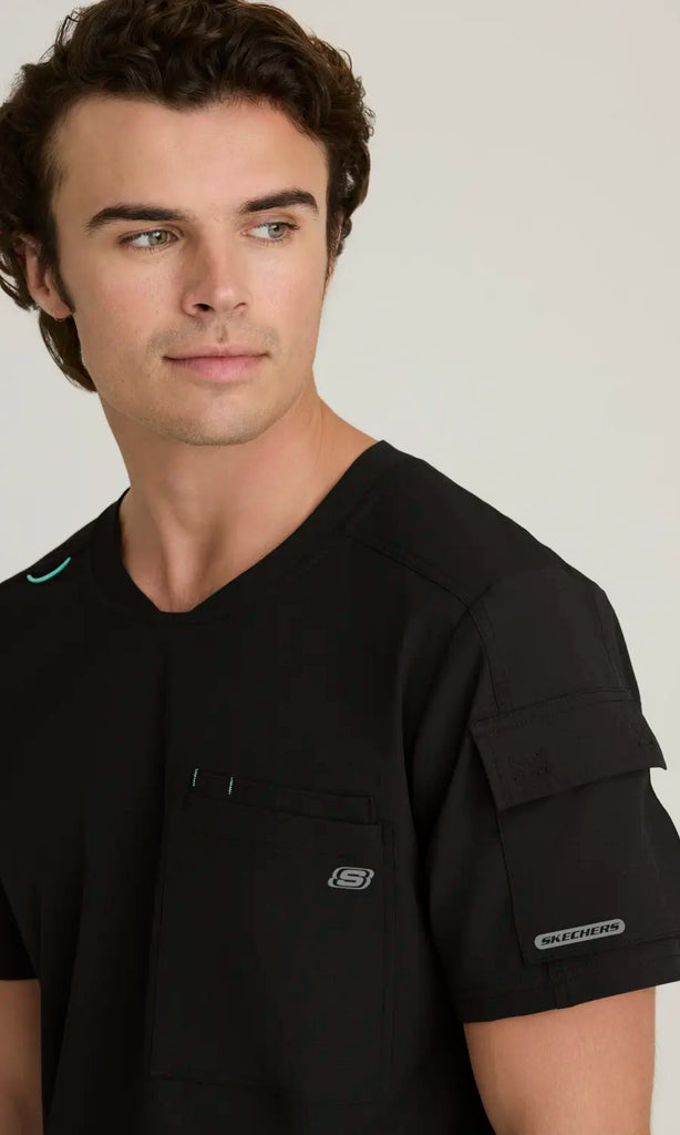 Skechers by Barco Scrubs Men's Station Top Black | scrub-supply.com