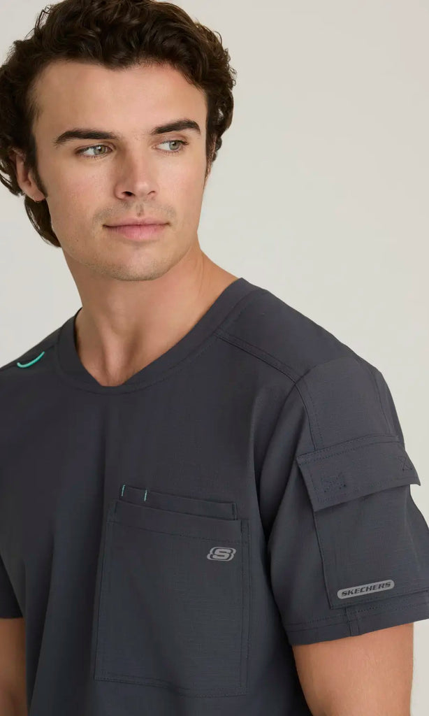 Skechers by Barco Scrubs Men's Station Top Pewter | scrub-supply.com