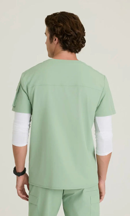 Skechers by Barco Scrubs Men's Station Top Field Green | scrub-supply.com