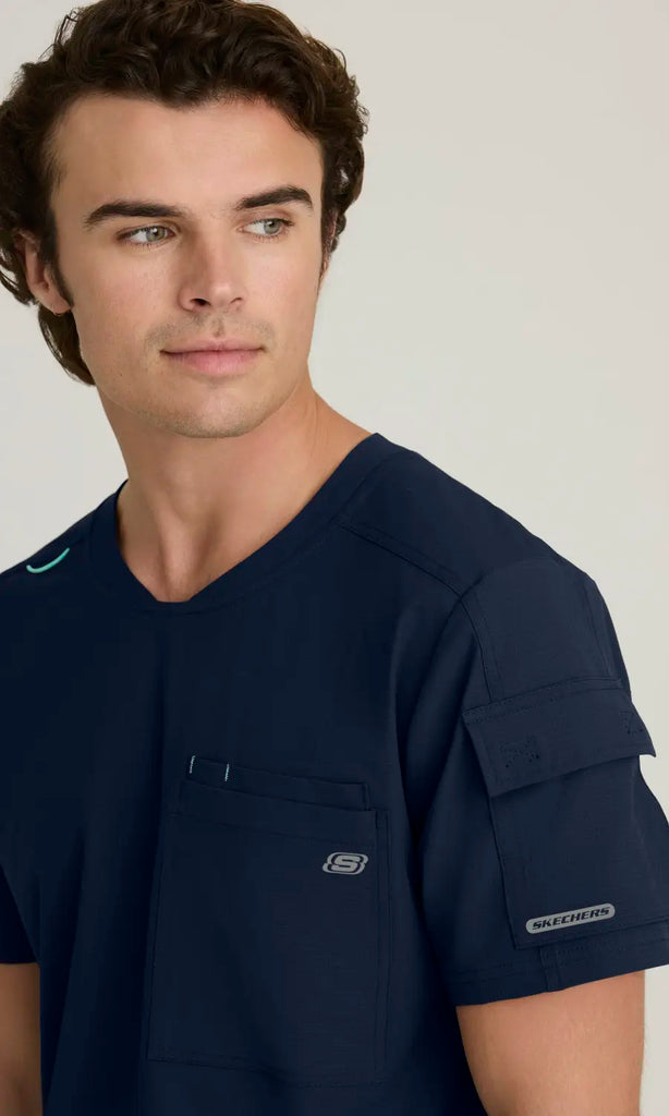 Skechers by Barco Scrubs Men's Station Top Navy | scrub-supply.com