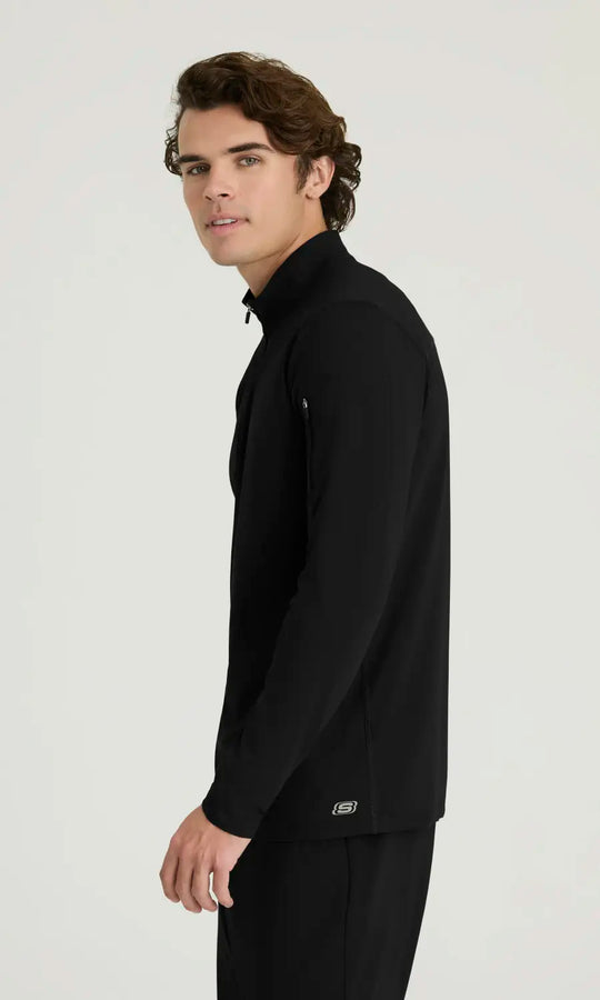 Skechers by Barco Scrubs Men's Propel Long Sleeve Top Black | scrub-supply.com