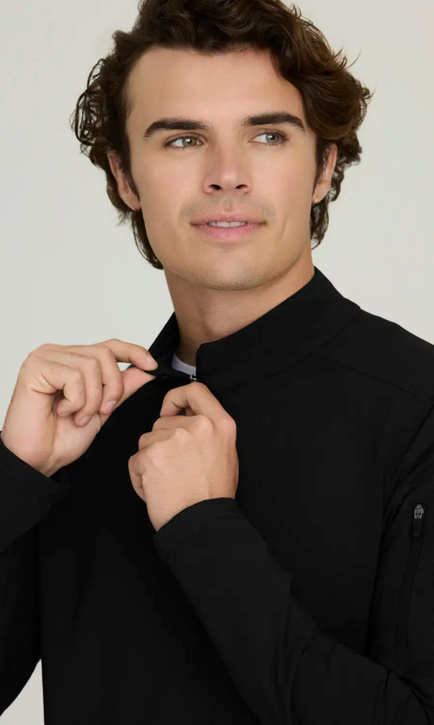 Skechers by Barco Scrubs Men's Propel Long Sleeve Top Black | scrub-supply.com