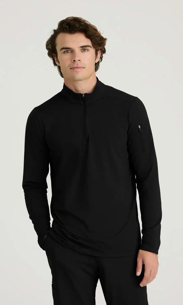 Skechers by Barco Scrubs Men's Propel Long Sleeve Top Black | scrub-supply.com