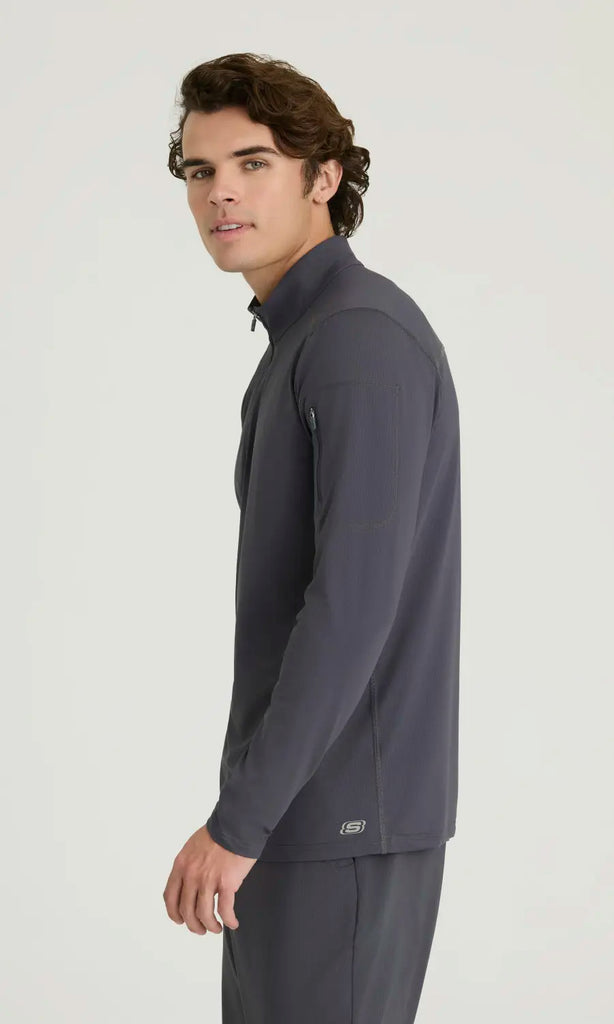 Skechers by Barco Scrubs Men's Propel Long Sleeve Top Pewter | scrub-supply.com