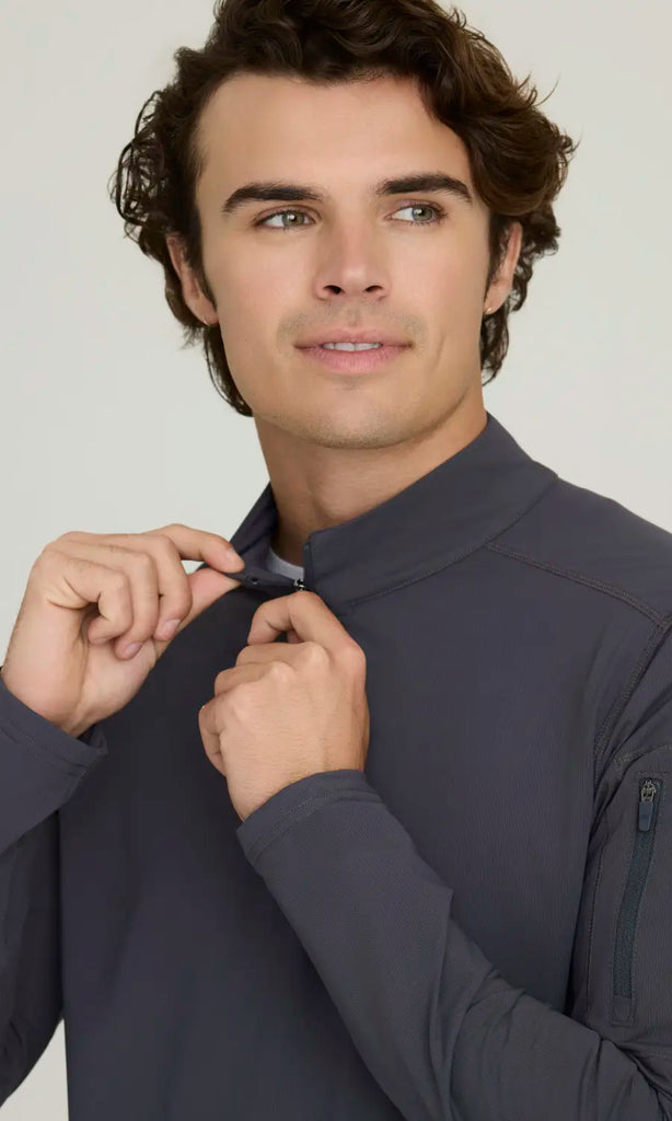 Skechers by Barco Scrubs Men's Propel Long Sleeve Top Pewter | scrub-supply.com