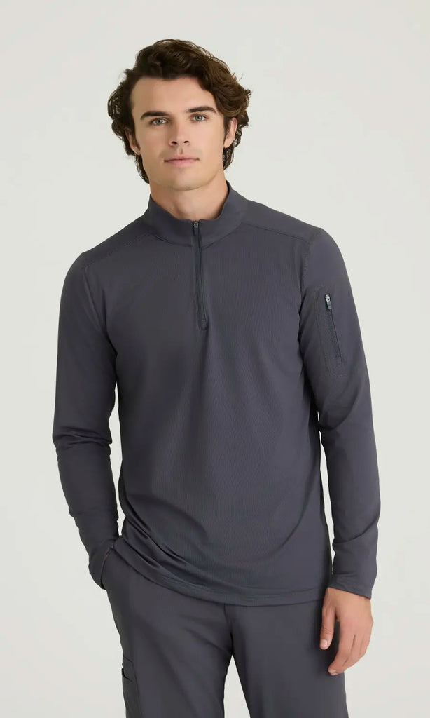 Skechers by Barco Scrubs Men's Propel Long Sleeve Top Pewter | scrub-supply.com