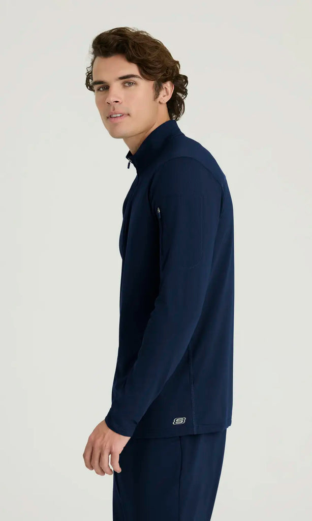 Skechers by Barco Scrubs Men's Propel Long Sleeve Top Navy | scrub-supply.com