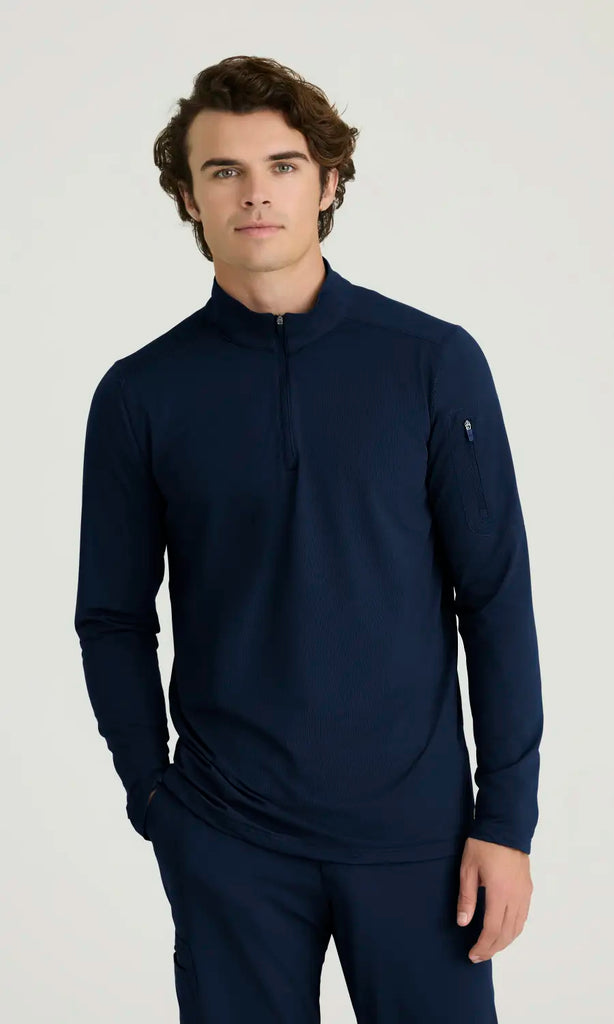 Skechers by Barco Scrubs Men's Propel Long Sleeve Top Navy | scrub-supply.com